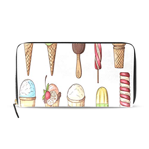 Preisvergleich Produktbild Sommer Leckeres Eis Cartoon Lange Pass Kupplung Geldbörsen Reißverschluss Brieftasche Fall Handtasche Geld Veranstalter Tasche Kreditkarteninhaber Für Dame Frauen Mädchen Männer Reise Geschenk