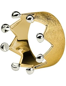 SILBERMOOS Damen-Ring Krone Kronenring Kronring Krönchen gebürstet vergoldet gold-plattiert Sterling Silber 925