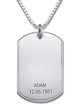 925er Silber Dog Tag Halskette - Zwei kostenlose Wunschgravuren!