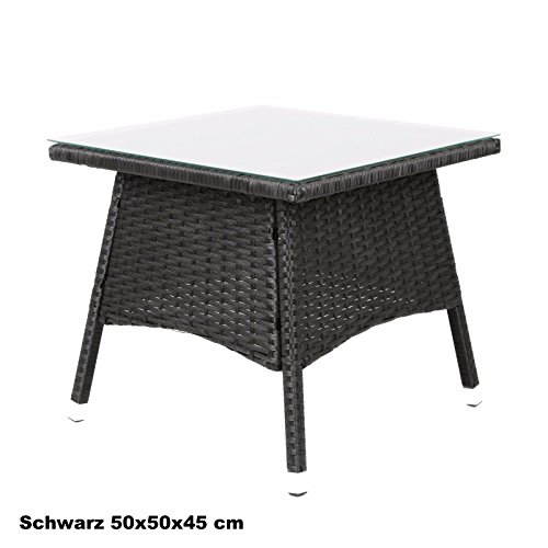 Polyrattan Tisch – versch. Größen Beistelltisch Rattan Teetisch Gartentisch Terrasse (58x58x42 cm, Schwarz) - 3