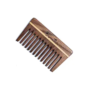 Organic B Sheesham Indian Rosewood Pocket Size Wide Teeth Handmade Pocket Size Comb for Curly Hairs suitable for Men and Women (10 cm)