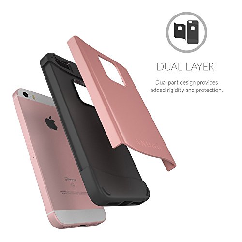 iPhone SE Case, Snugg Apple iPhone SE Dual Layer Slim Case Cover [ Infinity Series ] - Protective Bumper Shell Skin - Rosegold