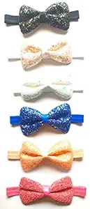 ANNA CREATIONS multi-coloured baby girl kids hairband headbands elastic hair accessory set 6 PCS with gift box-pink