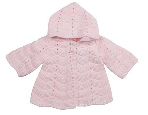 Babytown Baby Girls Hooded Chunky Crochet Knitted Cardigan Jumper (0-3 MONTHS, PINK 16C536)