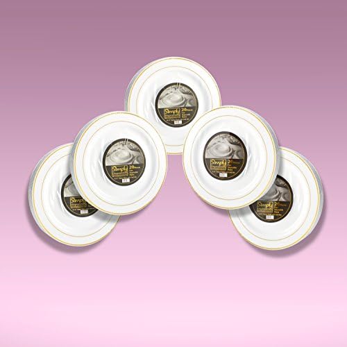 100 Disposable 26 cm Dinner Plates with Gold Rims