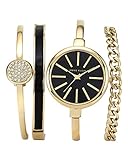 Anne Klein Damenuhr Analog Quarz mit Metallarmband AK/N1470GBST in der Farbkombination schwarz/Gold