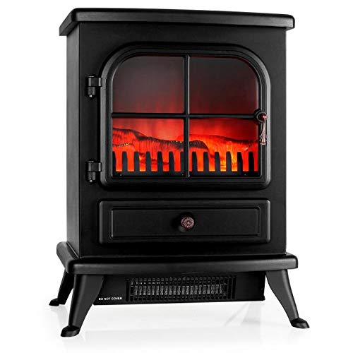 KLARSTEIN St. Moritz - Poele électrique Style Old School Charmant avec radiateur Chauffant intégré (Simulation de Flammes, luminosite reglable, 1800W)