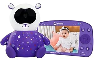 SoyMomo Babyphone Pro 2.0 mit HD-Kamera, intelligenter Baby-Monitor, 2-Wege-Audio und 5,5 Zoll Display, Nachtsicht, Temperatursensor, ECO-Modus und 355° Rotation, Geschenk (Lila)