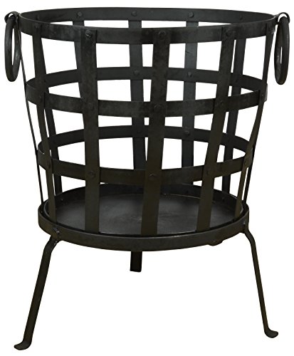 Esschert Design Recycelter Metallfeuerkorb, 47 x 42 x 53 cm, mit 2 Griffen, in schwarz - 2