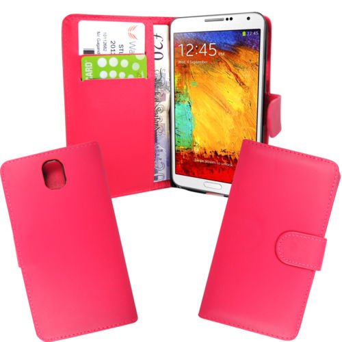 Preisvergleich Produktbild Outstanding Value Samsung Note3 Pink-Schlag-Mappen PU Ledertasche mit zwei Kartensteckplätze für Samsung Note3