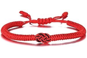 MASCOTO Bracelet rouge porte-bonheur pour la chance et la protection de la kabbale, contre le mauvais œil, fait à la main pour femme et homme (nœud magique), 24 centimeters, Corde