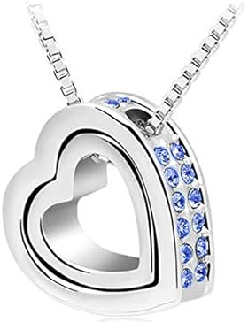 Herz Kette mit Blauen Kristallen 18K vergoldet 40cm + 5cm