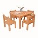 Children's Furniture Solid Beech Wood Children's One Table with Four Chairs with Armrest Natural Varnish