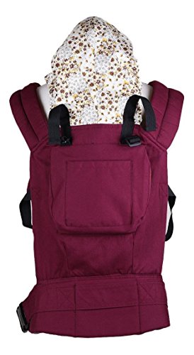 Bebamour Cotton Baby Carrier 2 in 1 Front and Back Carriers (Wine Red)