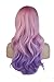S-noilite® Fashion Women Long Wig Curly Wavy Hair Full Cosplay Party Anime Wig 20 Colors (24"/60CM, Pink + Purple)