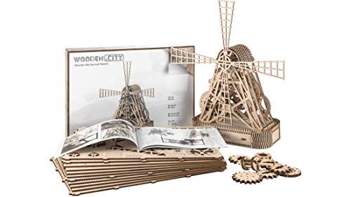 WOODEN CITY WR307 Windmill, contreplaqué de Bouleau, 32,7 x 37,3 x 13,5 cm