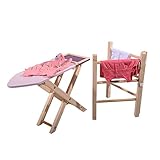 Childrens Role Play Iron Wooden Clothes Airer &amp; Wooden Ironing Board Set (Toy)