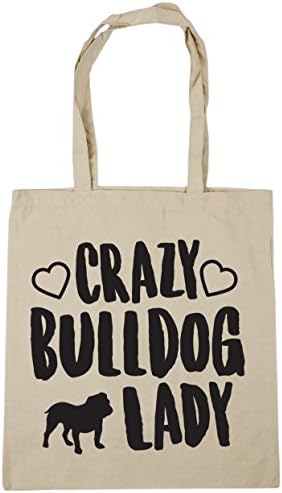 HippoWarehouse Crazy bulldog lady dog Tote Shopping Gym Beach Bag 42cm x38cm, 10 litres