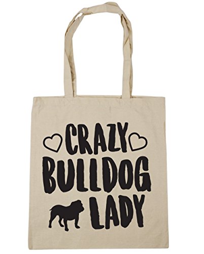 HippoWarehouse Crazy bulldog lady dog Tote Shopping Gym Beach Bag 42cm x38cm, 10 litres