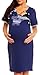 Happy Mama Women's Maternity Nursing Breastfeeding Nightdress Shirt Gown. 395p (Navy, 14)