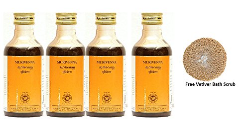 Kottakkal Murivenna - Pack de 4 unidades de 200 ml + limpiador de baño Vetiver gratis