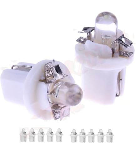 Luci Cruscotto T5 Led YnGia 10PCS T5 74 Lampadine LED Indicatore Di Velocità Per Auto Lampadina Cruscotto Luce Strumento, 3 SMD 2721 37 286 Cuneo Lampada Interna Indicatore Di Pannello Luce Bianca 24V Lampadine T5