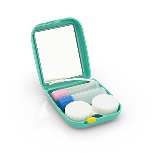 Kit de viaje con recipiente con espejo de LENZERA, estuche para guardar las lentes de contacto, ideal para viajar