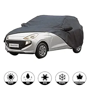 Allextreme ST7004 Car Body Cover Compatible with Hyundai Santro Custom Fit Dustproof UV Heat Resistant Indoor Outdoor Body Protection (Grey Without Mirror)