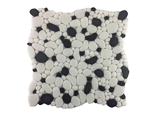 Preisvergleich Produktbild Glasmosaik / Mosaikfliese aus Glas als Wandverkleidung / Bodenverkleidung für Badezimmer oder Küche I Steinoptik 015009 (weiß-schwarz)