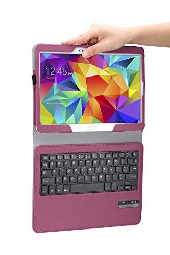 MoKo Abnehmbare Wireless Bluetooth Tastatur Drahtlose QWERTY Keyboard mit PU Leder Tasche Schutzhülle Ledertasche Lederhülle Hülle Case für Samsung Galaxy Tab S 10.5-Zoll Tablet,Lila - 4