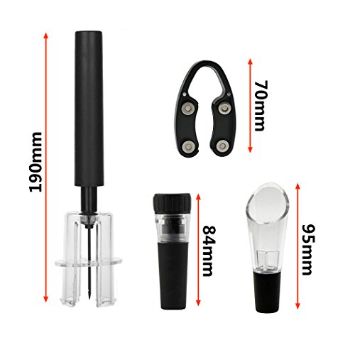 Korkenzieher Set PHOEWON Wein Öffner Set mit Weinausgießer, Folienschneider, Weinstopfen Vakuum Flaschenöffner Weinflaschen, Wein Zubehör, Wein öffner Kit Geschenk für Weihnachten, Party, Karneval - 3