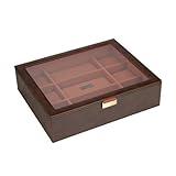 Stackers Herren Casual braun 15 Glas verschließbare Armbanduhr mit orangefarbenem Leinenfutter