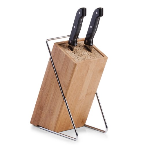 Zeller 25317 Messerblock, Bamboo/Metall verchromt, L 21.5 x B 12 x H 27.5 cm