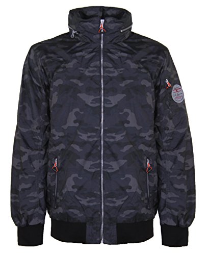 Bomberjacke Herren Aston | Klassische Pilotenjacke | Leichte Fliegerjacke | Winddicht & Wasserabweisend | Camo, Grau & Blau