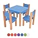 Produktbild XXL Discount Kindertisch mit 4 stühle - 5 TLG. Set: Sitzgruppe für Kinder - aus Buche und MDF Holz - Tisch + Stühle/Kindermöbel für Jungen & Mädchen Kindersitzgruppe (Blau, Kindertisch mit 4 stühle)