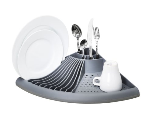 WENKO 2371100 Eck-Geschirrabtropfer, Kunststoff – Polypropylen, 50 x 9 x 35 cm, Grau - 3