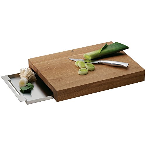 WMF Schneidebrett aus Eichenholz natur mit Auffangschale aus Cromargan Edelstahl rostfrei 18/10 36×26 cm rechteckig klingenschonend Handwäsche - 3