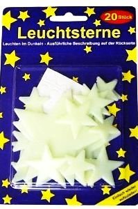 20 Leuchtsterne - Traum-Sterne leuchten im Dunkeln - Inkl. einem Mond - Dekosterne