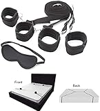 HeyFun 2 Pack Bed Restraints + Eye Mask Blindfold Restraint Straps Underbed Adjustable Exercise Bands