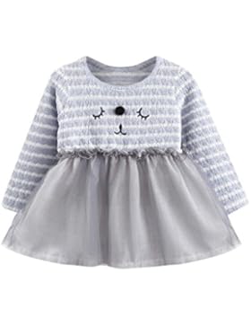 Kobay Niedliche Cartoon Kleinkind Baby Katze Mädchen Tutu Streifen Langarm Prinzessin Kleid