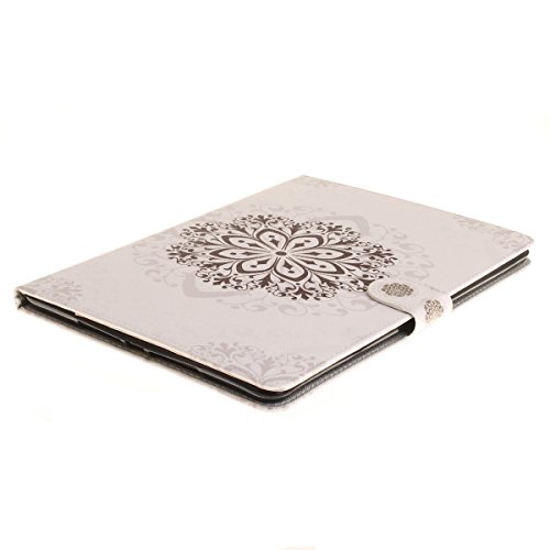 iPad Air 2 Hülle Case,iPad Air 2/ iPad 6 Ledertasche,Ukayfe Muster Schutzhülle Leder Tasche für iPad Air 2,Malerei Mandalas Blumen Malen Slim Fit Folio PU leder Flip Cover im Bookstyle Kunstleder Schutzhülle Cover Tasche mit Ständer für iPad Air 2 (iPad 6th Generation) mit 1 x Schwarze Eingabestift (Mandala) - 3