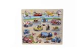 Eichhorn Holzeinlegepuzzle Kinder Holz Puzzle Tiere Auto Bauernhof ab 2 Jahre: Farbe: Fahrzeuge