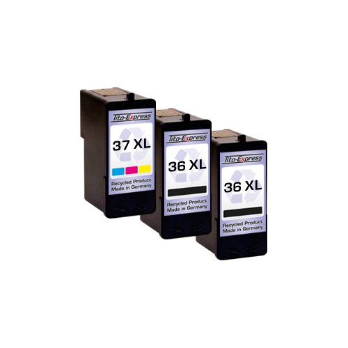 PlatinumSerie® Set 3x Druckerpatrone für Lexmark 36 XL + 37 XL X4650 X5690 X6650 X6675 X6690 Z2400 Z2410 Z2420 - 2