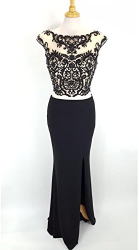 Tiffanys Illusion Prom Black/Black Belinda Two Piece Gown UK 10 (US 6)