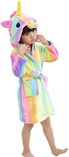 VineCrown Baby Kids Unicorn Bathrobe Dressing Gown children Animal Hooded Towel Robe Sleepwear Cosplay Costumes Pyjamas (110 For 100-110cm, Rainbow)