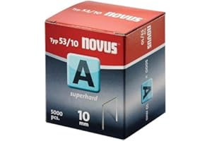 ‎NOVUS Novus Feindrahtklammern 10 mm superhart, Sparverpackung, 5000 Tacker-Klammern vom Typ 53/10, Heftmittel aus Stahldraht