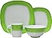 Produktbild Melamingeschirr ( DESIGN, FARBE & ANZAHL DER PERSONEN 1 - 2 - 4 - 6 WÄHLBAR ) Tafelgeschirr Geschirr-Set Camping Outdoor Garten Campinggeschirr Tafelservice Picknick (Design Classic Grün / Weiß, Anzahl 4 Pers / 16-teilig)