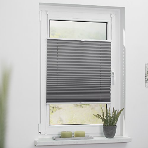 Lichtblick PVV.070.130.02 Plissee Klemmfix, Thermo, ohne Bohren, verspannt, Verdunkelung Grau 70 cm x 130 cm (B x L) - 2