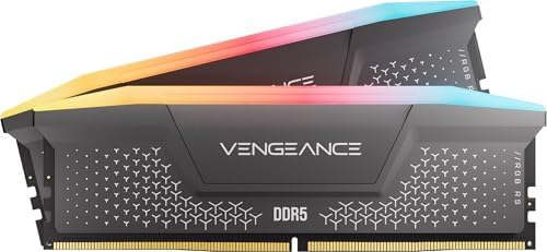 CORSAIR VENGEANCE RGB RS DDR5 RAM 16GB (2 x 8GB) Fino a 5600MHz CL40 AMD EXPO Intel XMP Memoria per Computer Desktop – Grigio (CMG16GX5M2B5600Z40)
