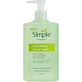 Simple Kind to Skin Refreshing Facial Wash | 100% Soap-Free Gentle Cleanser with Vitamin E & Glycerin | For All Skin Types | 